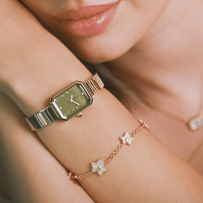 Ms. Lola Green Onyx Watch & Mother of Pearl Bracelet Gift Set
