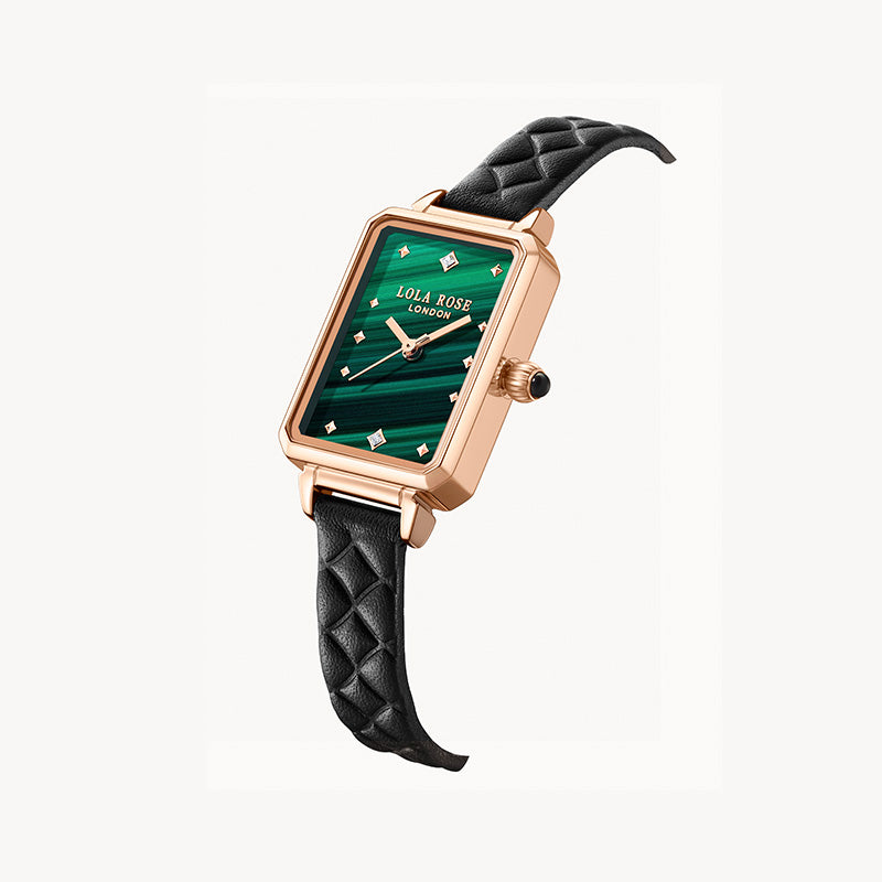 New Malachite Textured Watch with Leather Strap