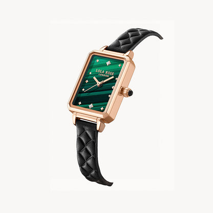 New Malachite Textured Watch with Leather Strap