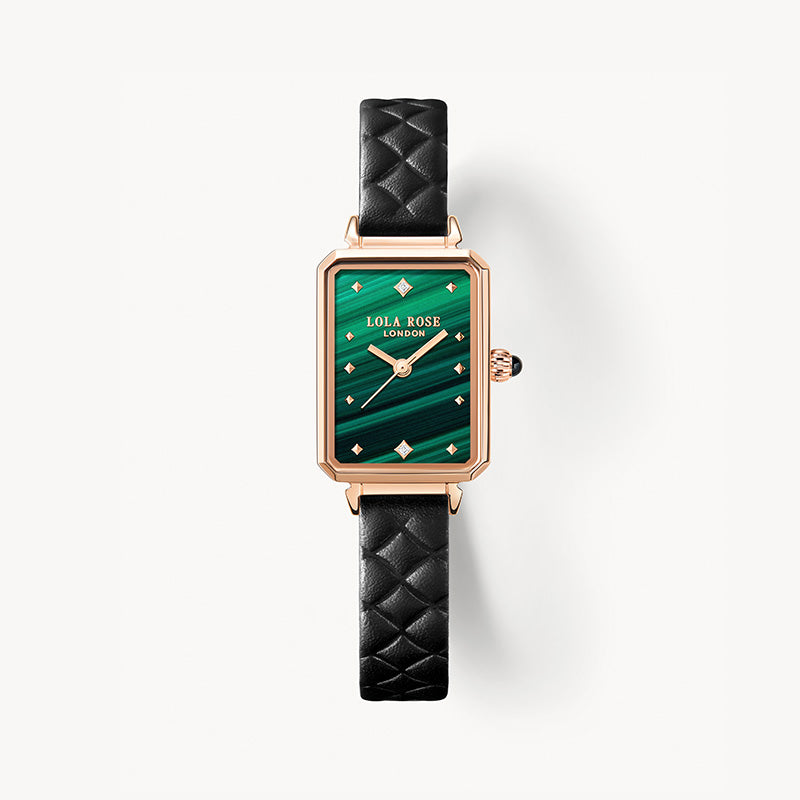 New Malachite Textured Watch with Leather Strap