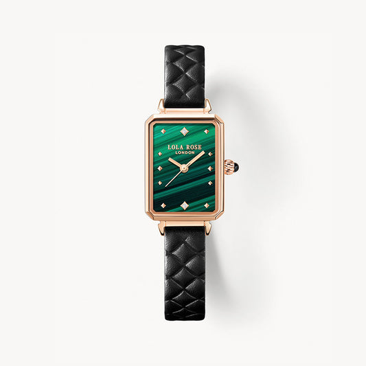 New Malachite Textured Watch with Leather Strap