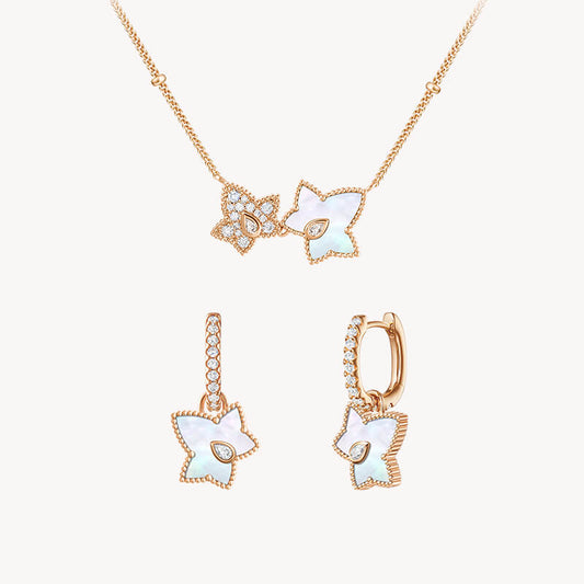 Mother of Pearl Bead Necklace & Drop Earrings Set