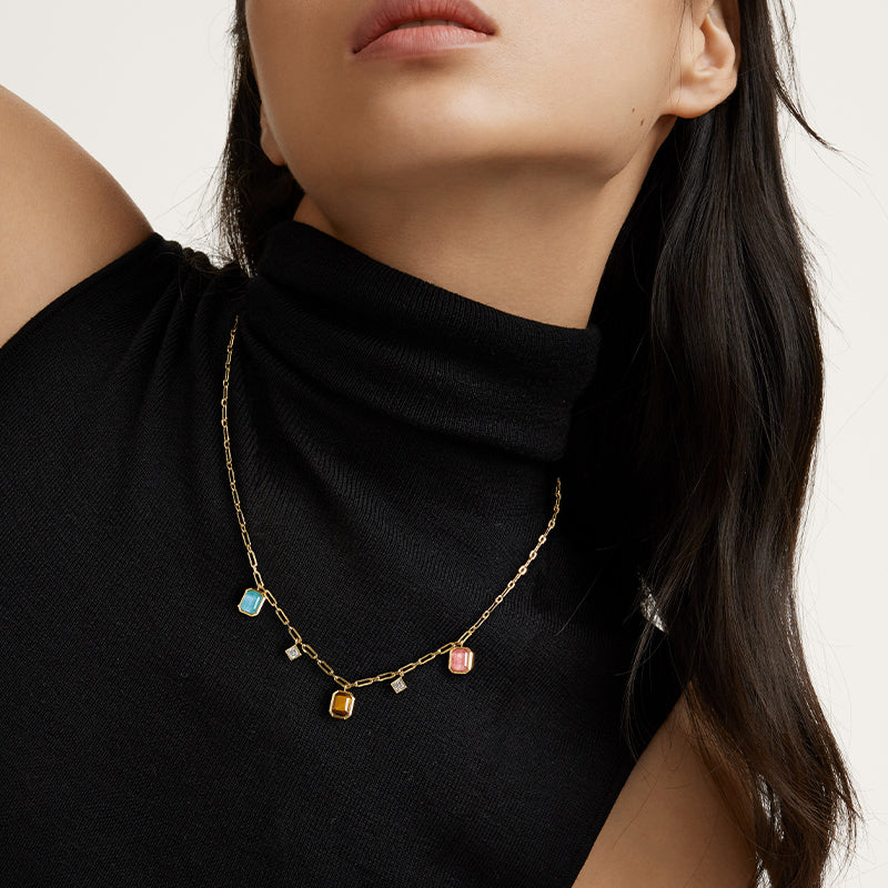 Ms. Lola Tri-Color Gemstone Necklace