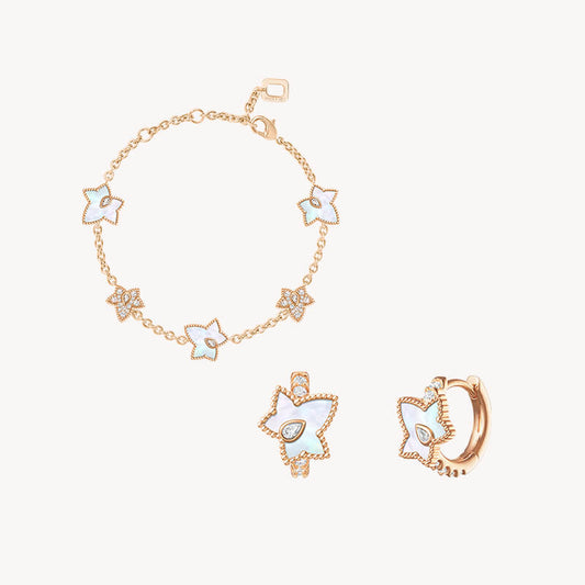 Mother of Pearl Bead Bracelet & Huggie Earrings Set