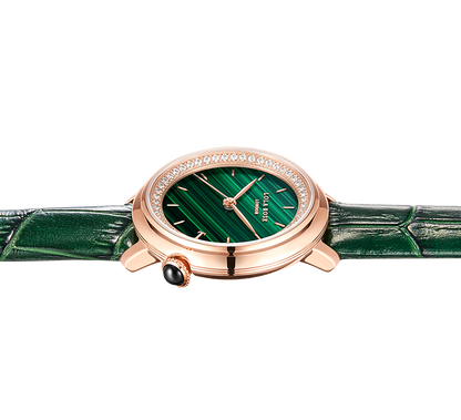 Malachite Watch With Zircon