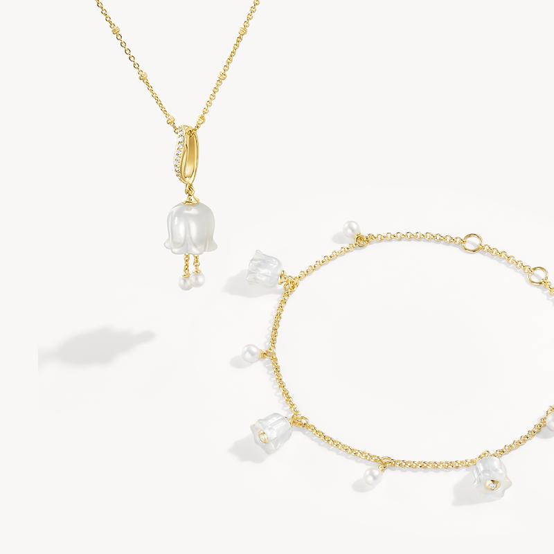 Blossom Lily of the Valley Necklace & Bracelet Gift Set