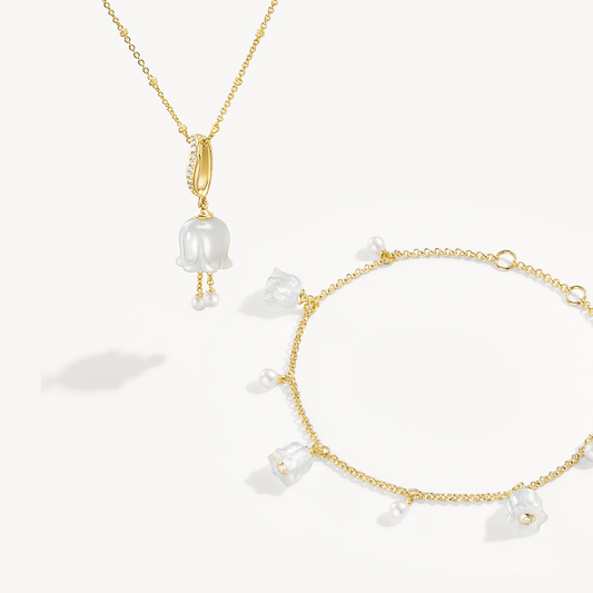 Blossom Lily of the Valley Necklace & Bracelet Gift Set