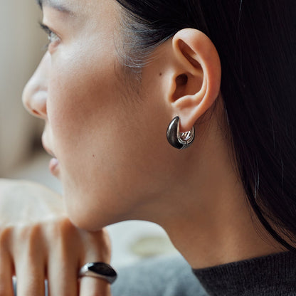Silver-Sand Obsidian Earrings