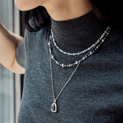 Silver-Sand Obsidian Necklace