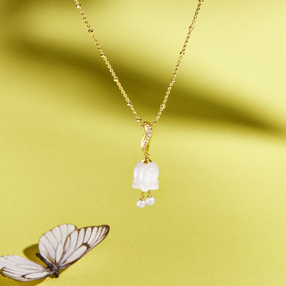 Blossom Lily of the Valley Necklace with Freshwater Pearl