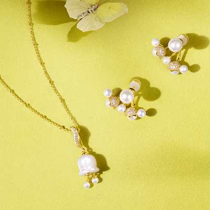 Blossom Lily of the Valley Necklace & Earrings Gift Set