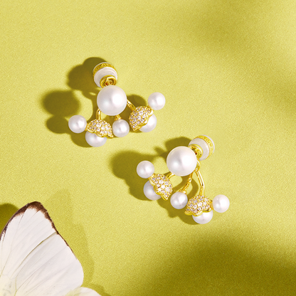 Blossom Lily of the Valley Earrings with Freshwater Pearl