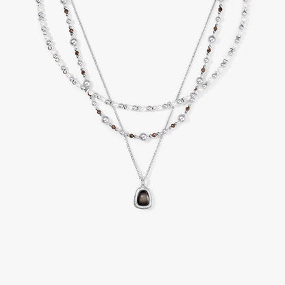 New Silver-Sand Obsidian Necklace Gift Set