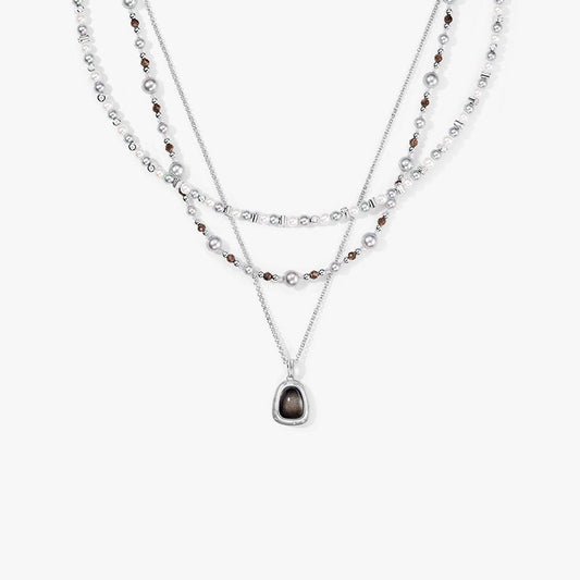 New Silver-Sand Obsidian Necklace Gift Set
