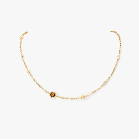 New Tiger's Eye and Freshwater Pearl Necklace