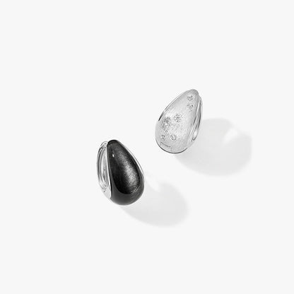 Silver-Sand Obsidian Earrings