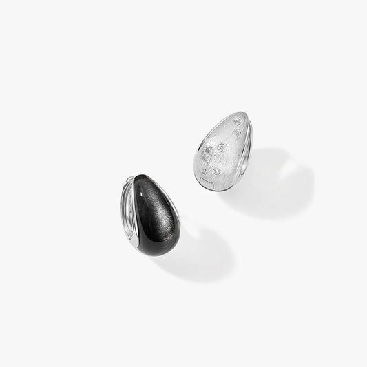 Silver-Sand Obsidian Earrings