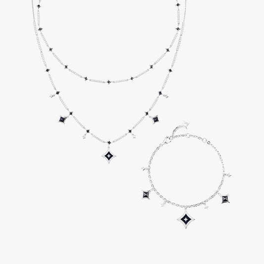 Blue Sandstone Starry Necklace & Bracelet Gift Set