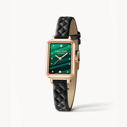 New Malachite Textured Watch with Leather Strap