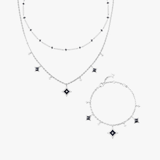 Starry Blue Sandstone Necklace & Bracelet Gift Set