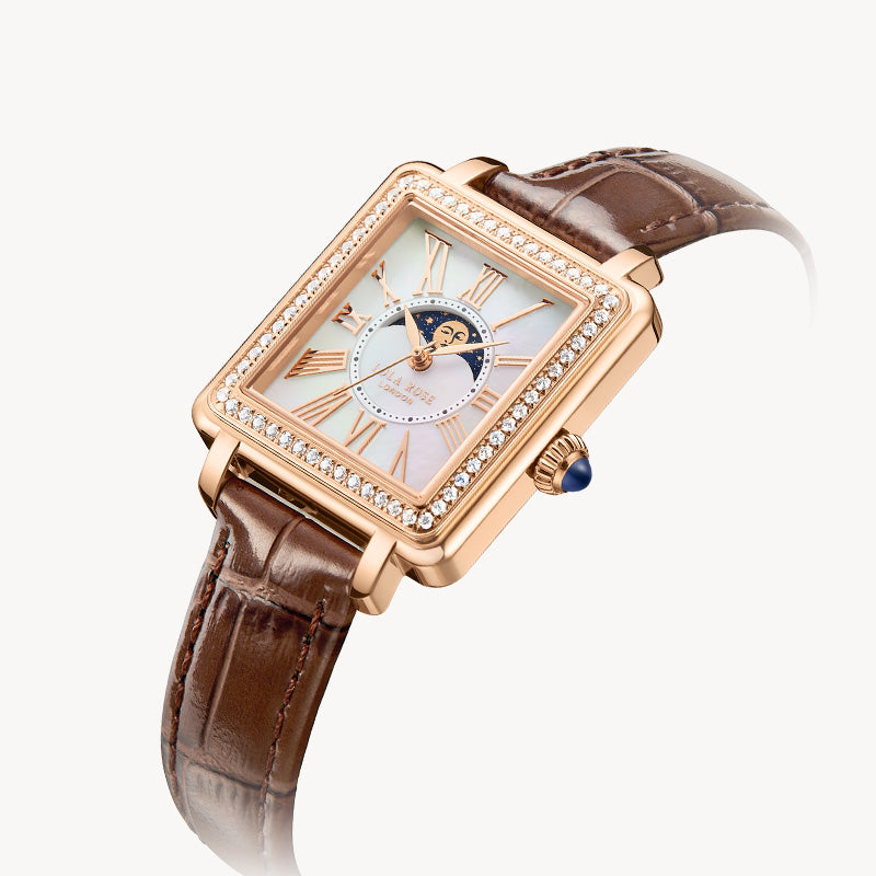 New Cube Mother of Pearl Moon Phase Watch