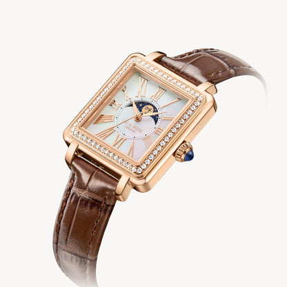 New Cube Mother of Pearl Moon Phase Watch