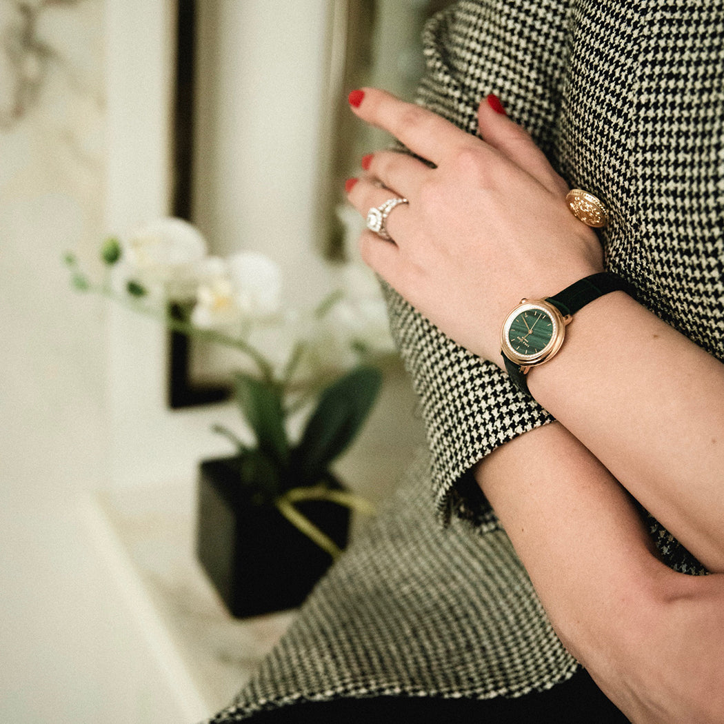 Malachite Watch With Zircon