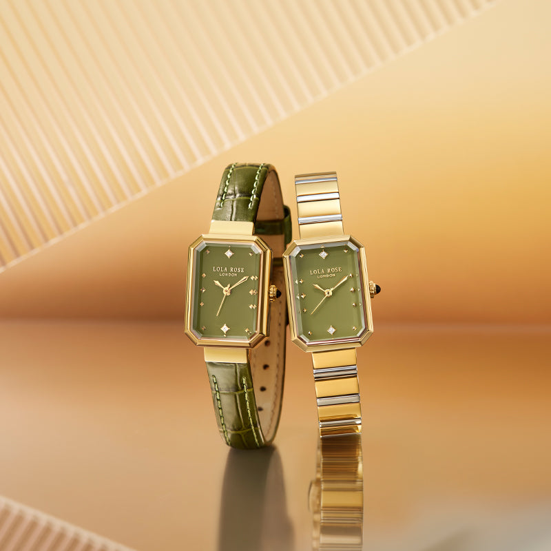 New Ms. Lola Green Onyx Watch With Two Strap Set