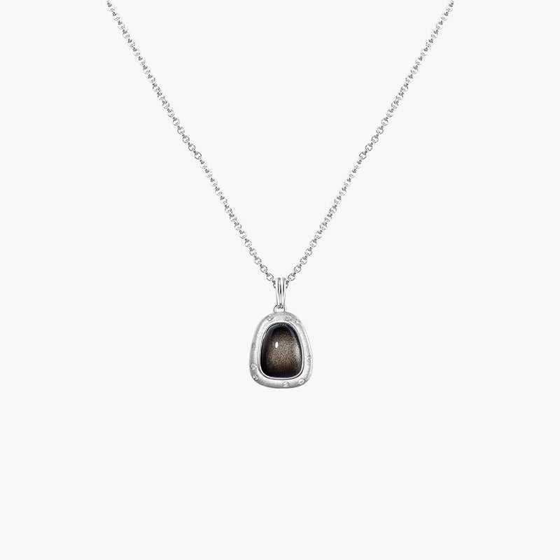 Silver-Sand Obsidian Necklace