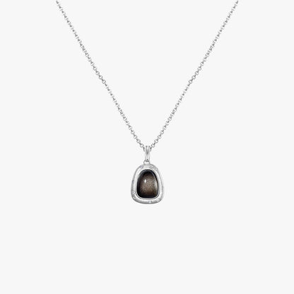 Silver-Sand Obsidian Necklace