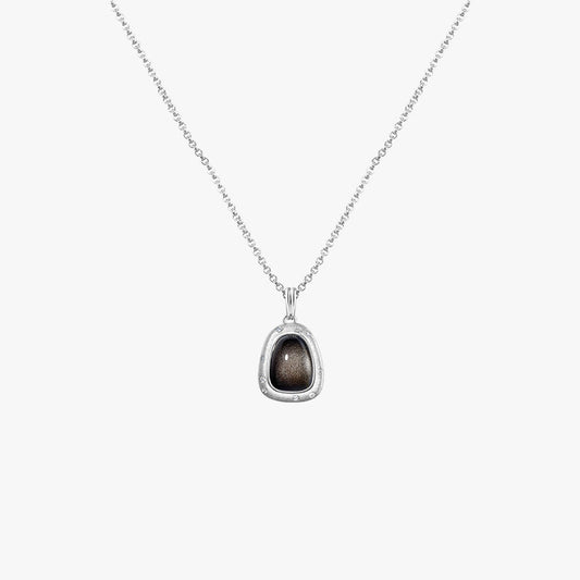 Silver-Sand Obsidian Necklace