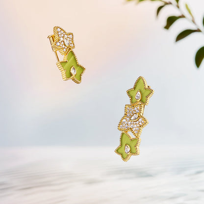 Lola Rose x AHALOLO Ivy Collection Green Calcite Brooch, 5-leaf motif