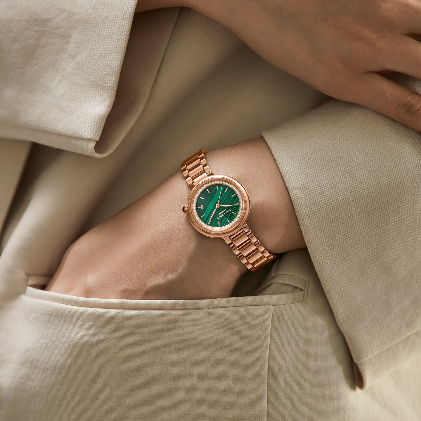 Malachite Watch With Rose Gold