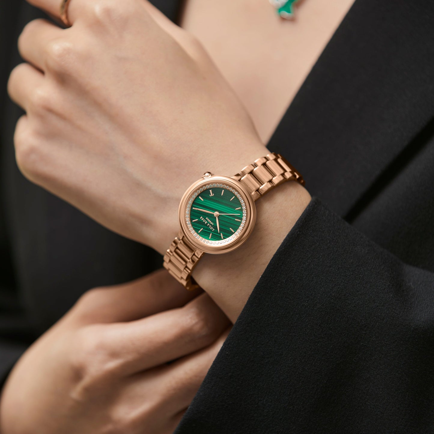 Malachite Watch With Rose Gold