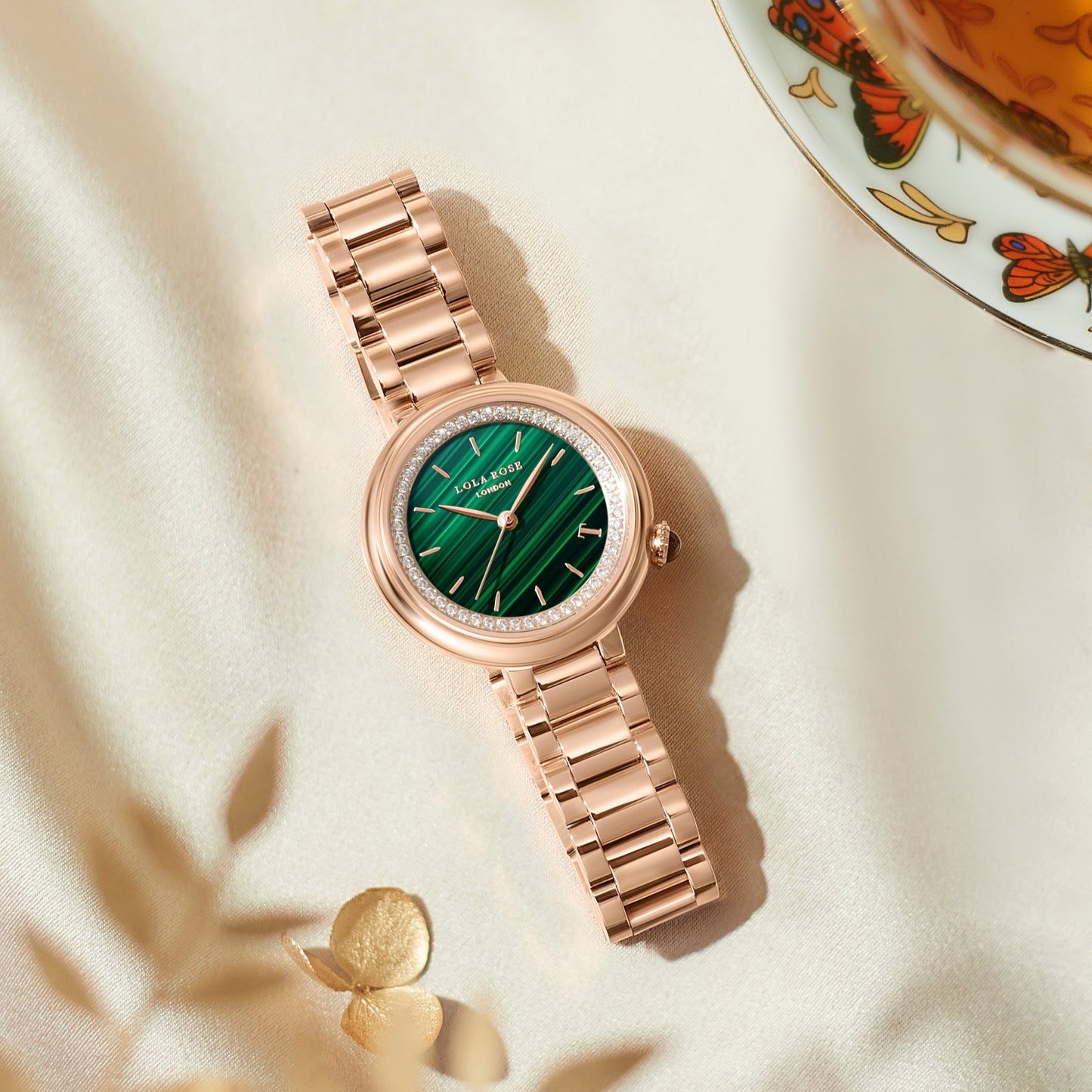 Malachite Watch With Rose Gold