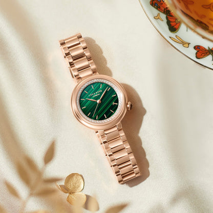 Malachite Watch With Rose Gold