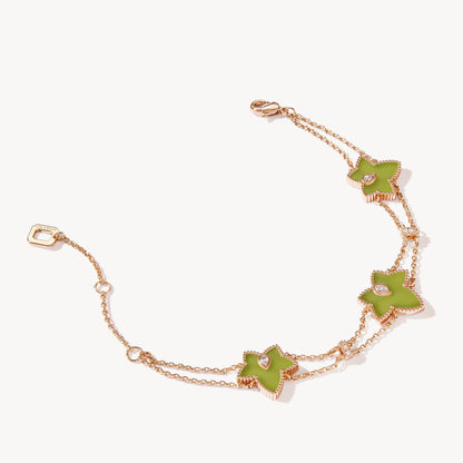 Ivy Green Onyx Three-Leaf Bracelet
