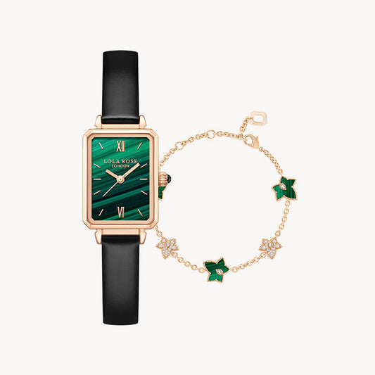 Malachite Textured Watch & Bracelet Gift Set