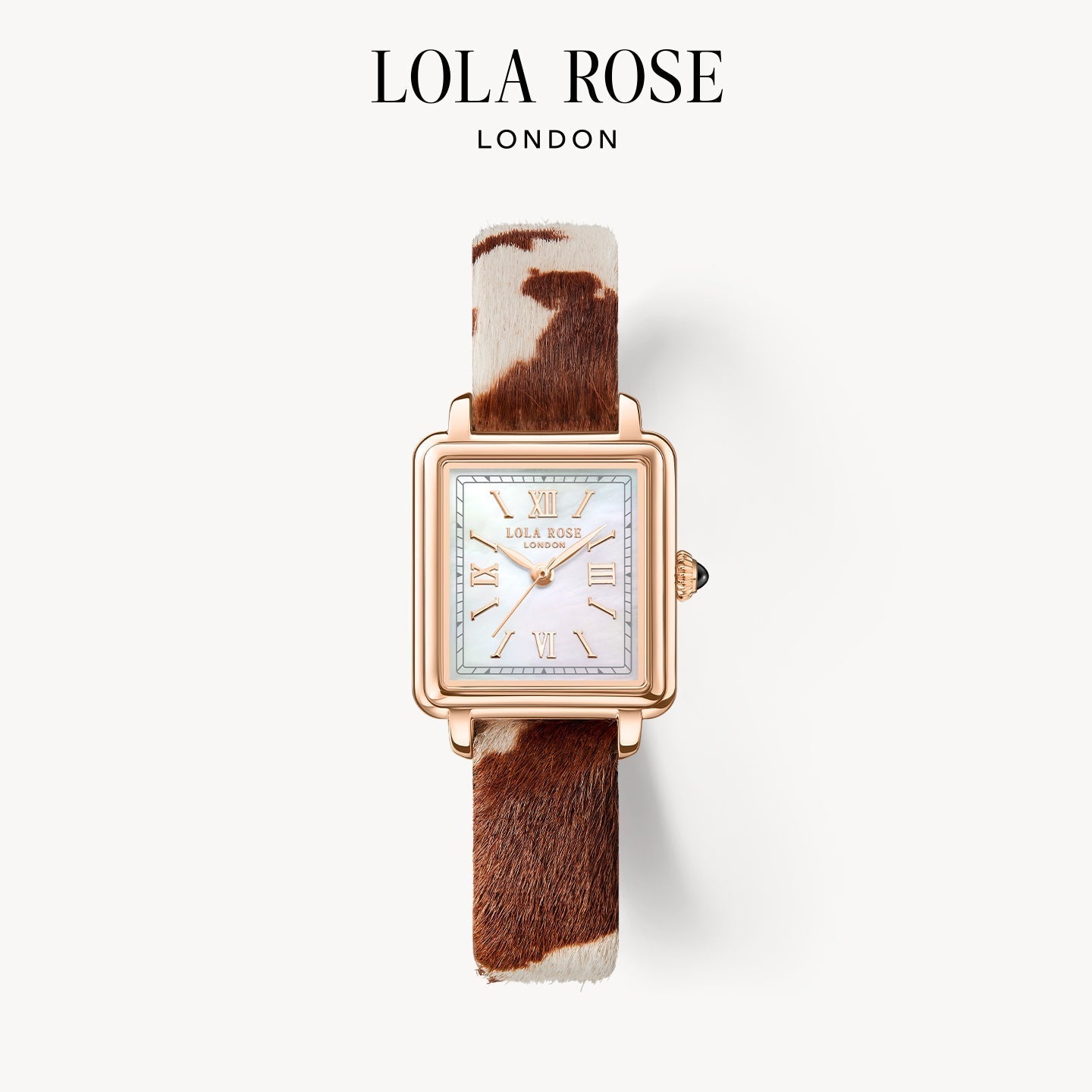 New Cube Mother of Pearl Watch with Cowhide Pattern Strap