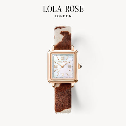 New Cube Mother of Pearl Watch with Cowhide Pattern Strap