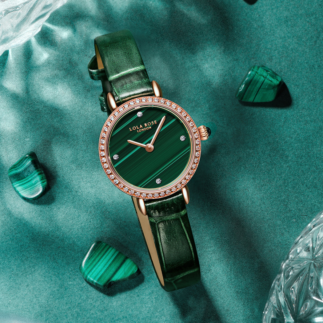Malachite Watch With Zircon