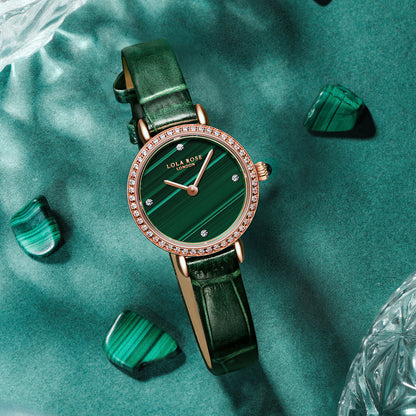 Malachite Watch With Zircon
