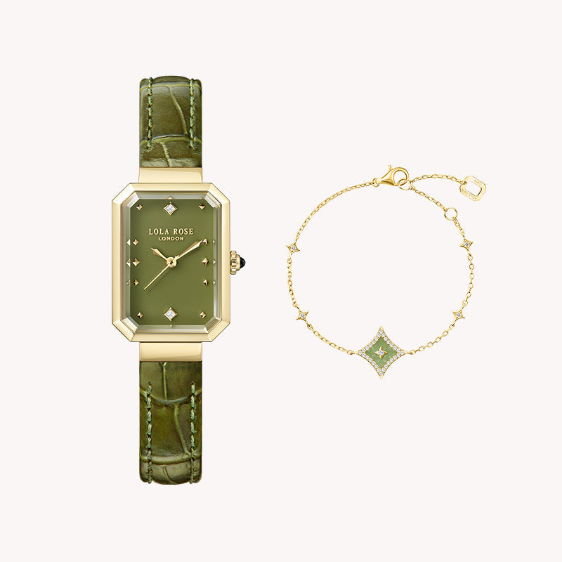 Ms. Lola Green Onyx Watch & Aventurine Starlight Bracelet Gift Set