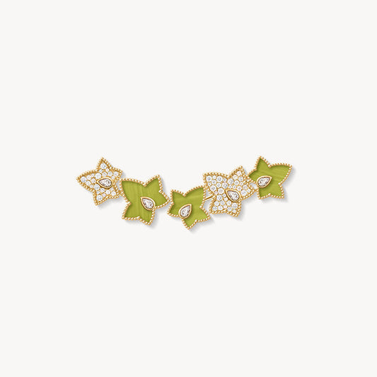 Lola Rose x AHALOLO Ivy Collection Green Calcite Brooch, 5-leaf motif