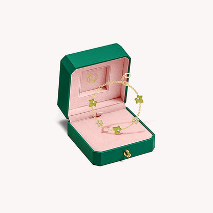 Lola Rose x AHALOLO Ivy Collection Green Calcite Bracelet, 5 leaf motif