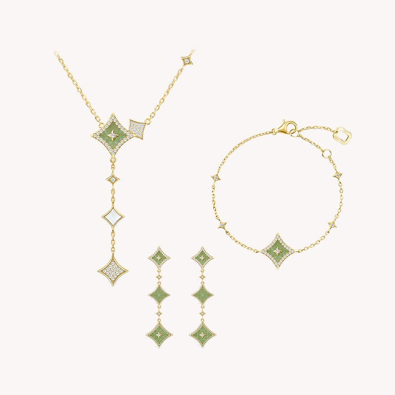 Aventurine Necklace & Earrings & Bracelet Gift Set