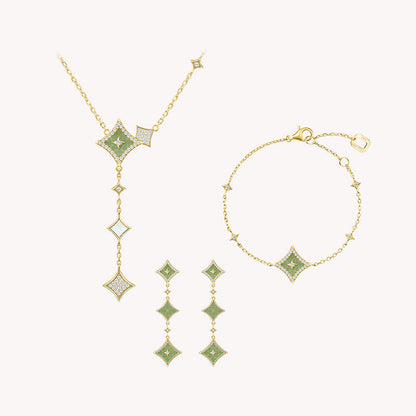 Aventurine Necklace & Earrings & Bracelet Gift Set
