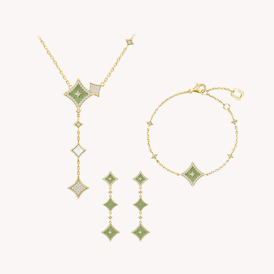 Aventurine Necklace & Earrings & Bracelet Gift Set