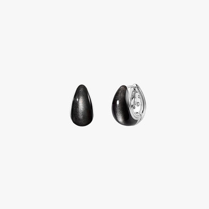 Silver-Sand Obsidian Earrings
