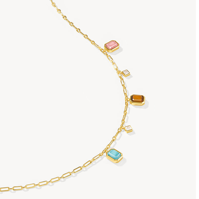 Ms. Lola Tri-Color Gemstone Necklace